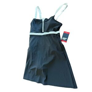 Lands' End Women's‎ Zip Front Swim Dress Black and White Size XS